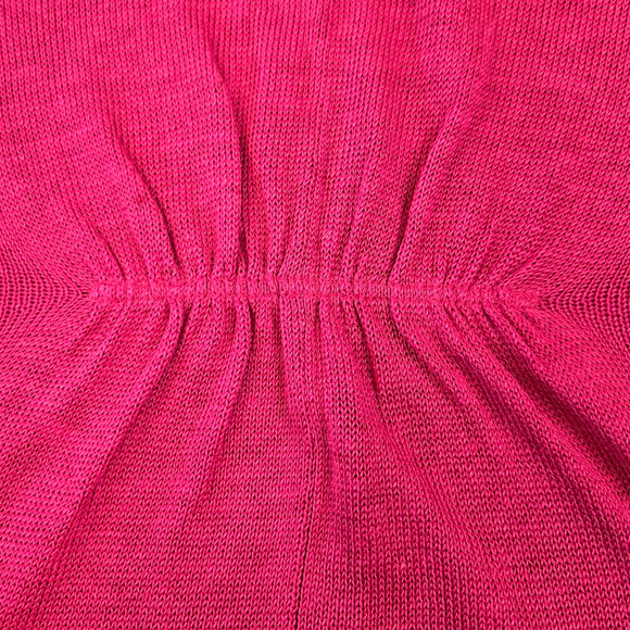 Eileen Fisher Barbie Pink Linen V Neck Cap Sleeve Relaxed Knit Blouse Size Large - Picture 6 of 8